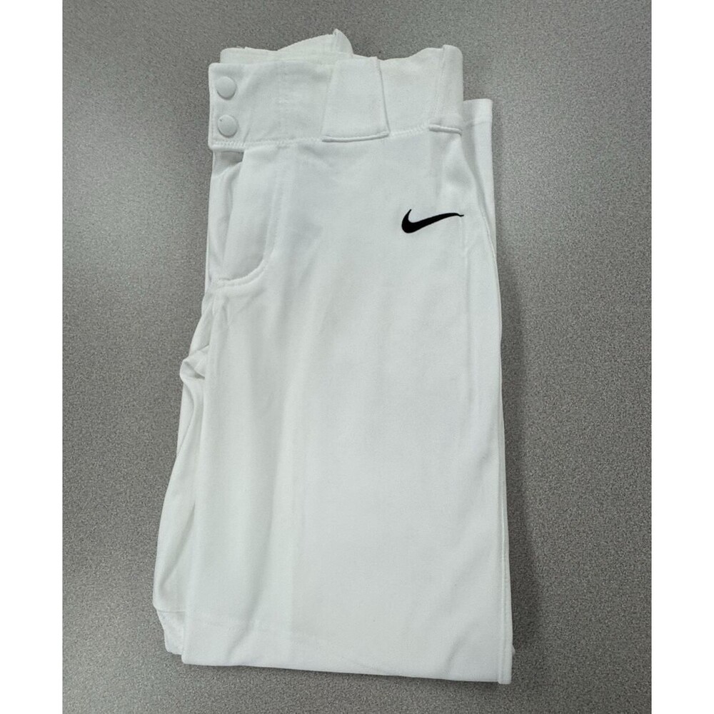 🔥Nike Boys White Baseball Pants XL Polyester Pockets Snap Closure Mesh knees🔥